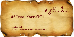 Árva Kornél névjegykártya