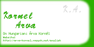 kornel arva business card